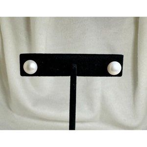 White Faux Pearl Stud Earrings